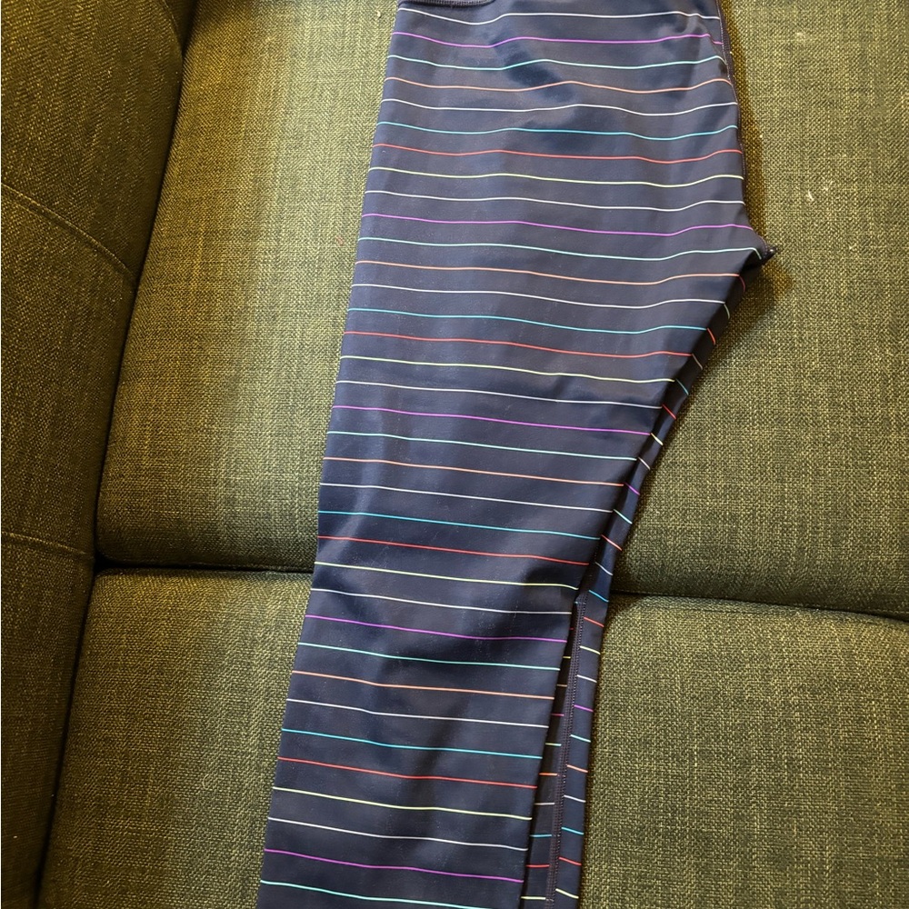 Athleta Navy rainbow Striped Cropped Pants